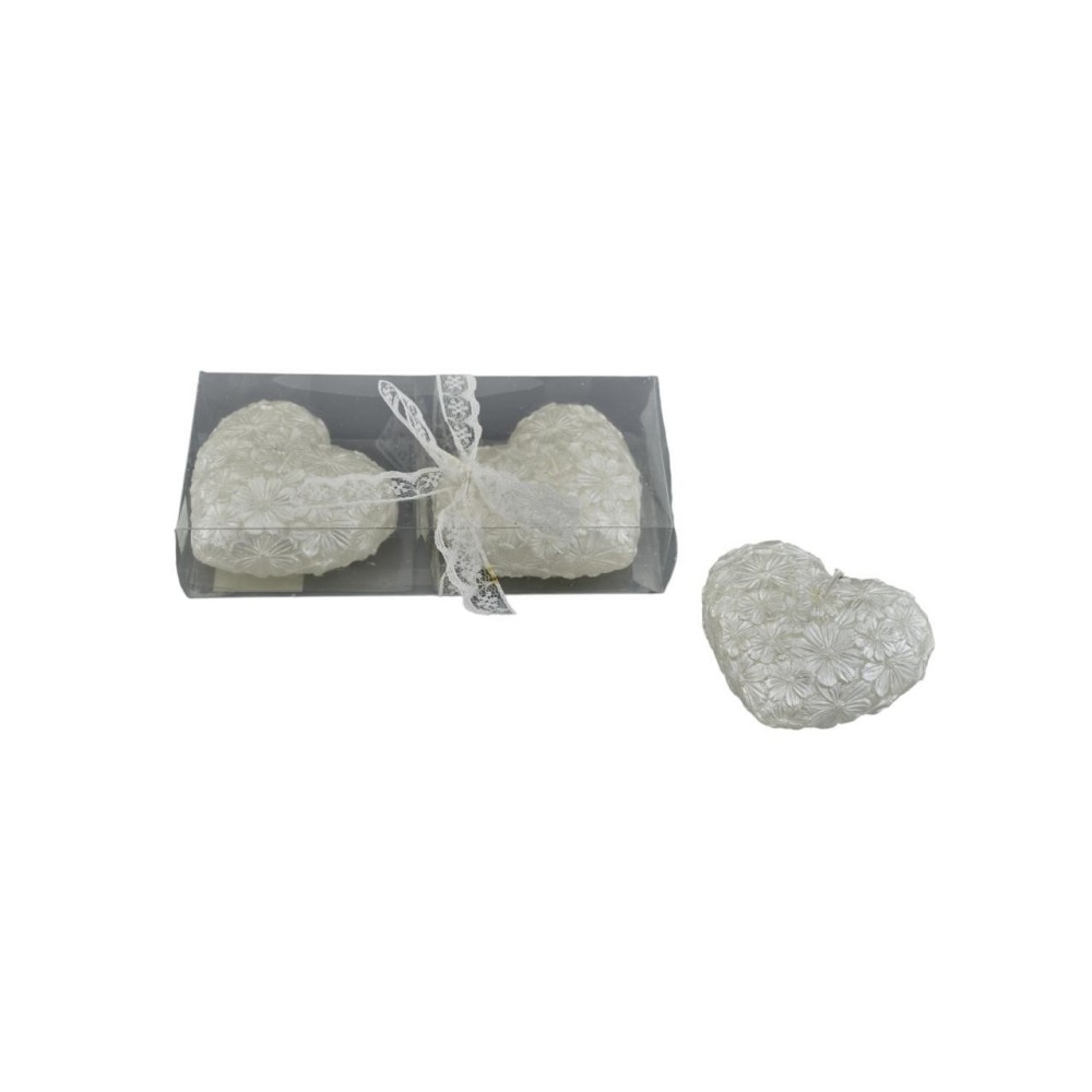 SET 2 CANDELE CUORE PERLATE